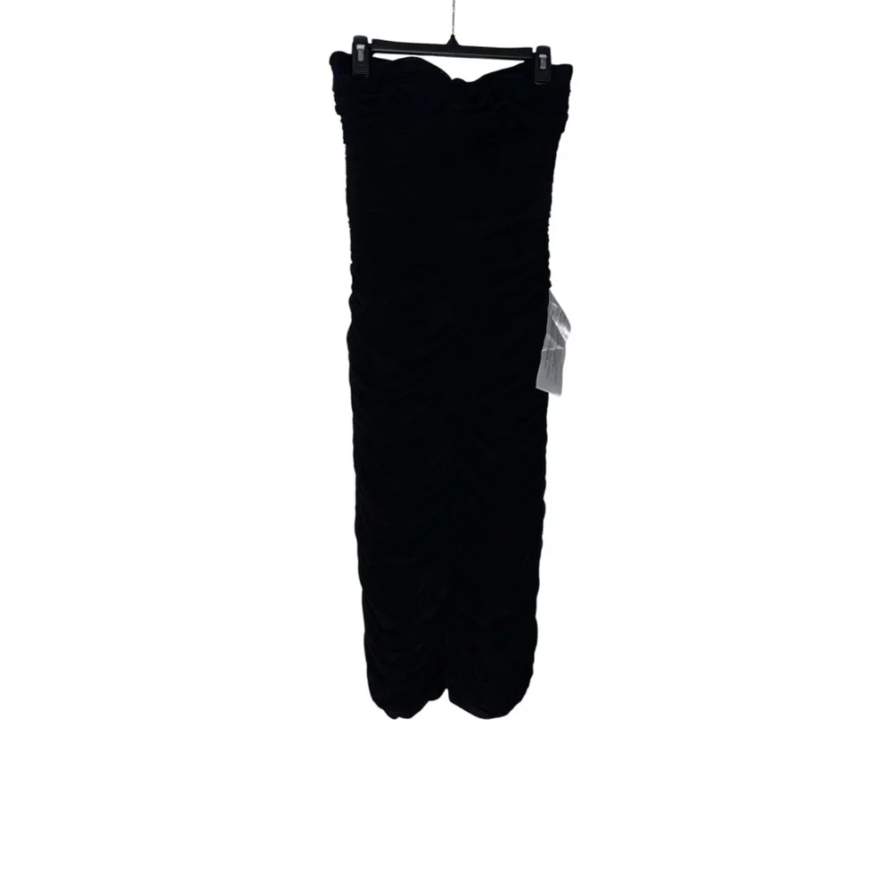 Dress The Population Heather Ruched Strapless Midi-Dress in Black Size XL - Picture 5 of 8